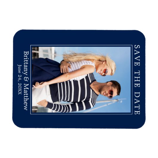 Moderne minimalistische marineblauw sparen de datu magneet (Horizontaal)