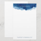 Moderne, minimalistische marineblauw Waterverf Spl Briefpapier (Voorkant / Achterkant)