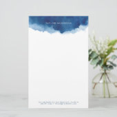 Moderne, minimalistische marineblauw Waterverf Spl Briefpapier (Staand voorkant)