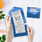 Moderne, minimalistische marineblauwe golven Abstr All In One Uitnodiging