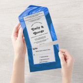 Moderne, minimalistische marineblauwe golven Abstr All In One Uitnodiging (Afscheurbaar)