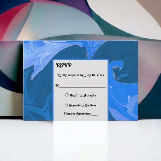 Moderne, minimalistische marineblauwe golven Abstr RSVP Kaartje