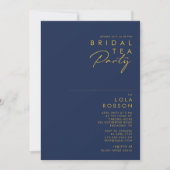 Moderne minimalistische marinier Blue Gold Bridal  Kaart (Voorkant)