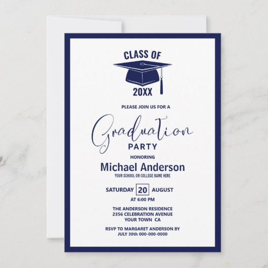 Moderne minimalistische marinier Blue Graduation P Kaart (Voorkant)