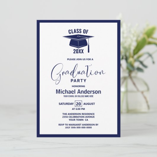 Moderne minimalistische marinier Blue Graduation P Kaart (Staand voorkant)