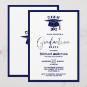 Moderne minimalistische marinier Blue Graduation P Kaart (Voorkant / Achterkant)