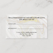 Moderne minimalistische marmer aanbevelingskaartje (Achterkant)