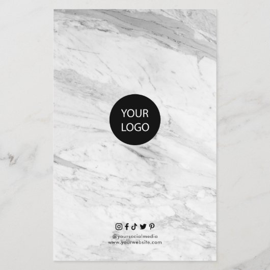 Moderne minimalistische marmer Business Price List Flyer (Achterkant)