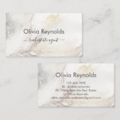 Moderne minimalistische marmeren textuur neutraal visitekaartje (Voorkant / Achterkant)