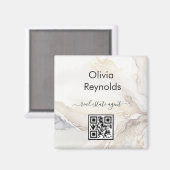 Moderne minimalistische marmeren textuur neutrale magneet (Voorkant / Achterkant)