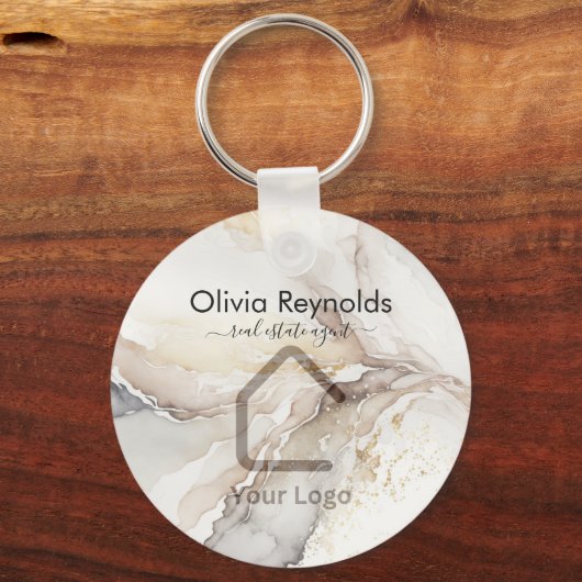 Moderne minimalistische marmeren textuur overlay n sleutelhanger (Voorkant)