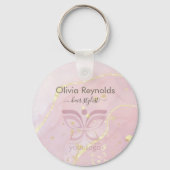 Moderne minimalistische marmeren textuur overlay r sleutelhanger (Voorkant)