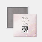 Moderne minimalistische marmeren textuur roze goud magneet (Voorkant / Achterkant)