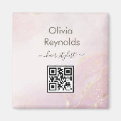 Moderne minimalistische marmeren textuur roze goud magneet (Voorkant)