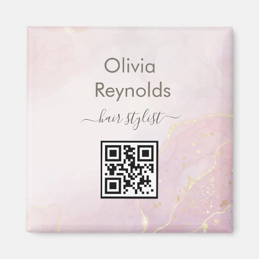 Moderne minimalistische marmeren textuur roze goud magneet (Voorkant)