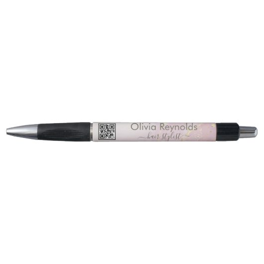 Moderne minimalistische marmeren textuur roze goud pen (Voorkant)