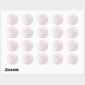 Moderne minimalistische marmeren textuur roze goud ronde sticker (Vel)