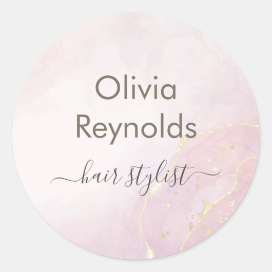 Moderne minimalistische marmeren textuur roze goud ronde sticker (Voorkant)