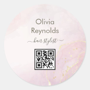 Moderne minimalistische marmeren textuur roze goud ronde sticker