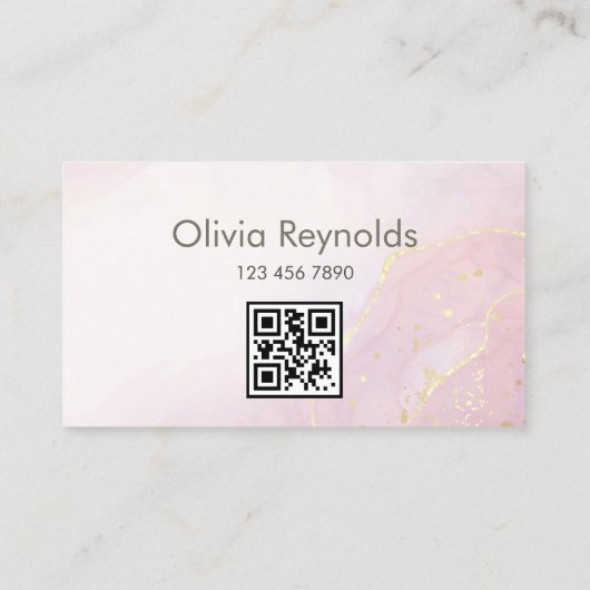 Moderne minimalistische marmeren textuur roze goud visitekaartje (Achterkant)