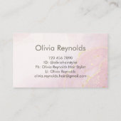 Moderne minimalistische marmeren textuur roze goud visitekaartje (Achterkant)