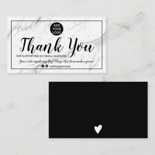 Moderne, minimalistische marmerkerkorde bedankt visitekaartje (Voorkant / Achterkant)