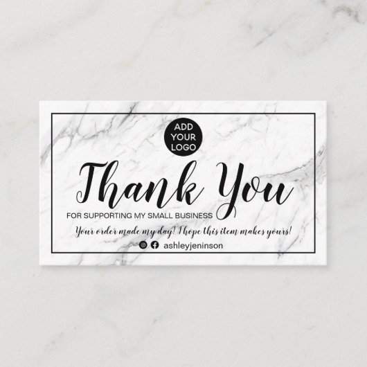 Moderne, minimalistische marmerkerkorde bedankt visitekaartje (Voorkant)