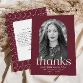 Moderne minimalistische Maroon Arch Foto Afstudere Bedankkaart