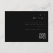 Moderne minimalistische mat zwart bruiloft informatiekaartje (Voorkant)