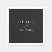 Moderne minimalistische mat zwart bruiloft servet (Voorkant)