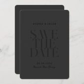 Moderne minimalistische matte zwarte chique bruilo save the date (Voorkant / Achterkant)
