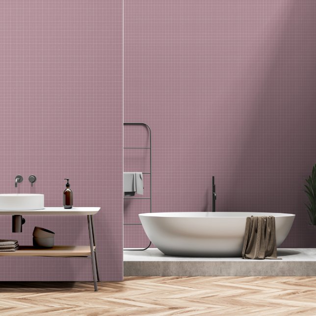 Moderne minimalistische Mauve geruite Home Wall De Behang (Badkamer)