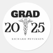 Moderne minimalistische Med School Afstuderen Ronde Sticker (Voorkant)