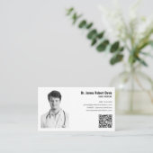 Moderne Minimalistische Medische Arts Foto QR-code Visitekaartje (Staand voorkant)