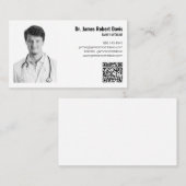 Moderne Minimalistische Medische Arts Foto QR-code Visitekaartje (Voorkant / Achterkant)