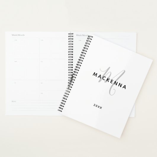 Moderne minimalistische meisjesmonogram Manuscript Planner (Display)