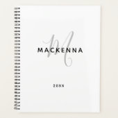 Moderne minimalistische meisjesmonogram Manuscript Planner (Voorkant)