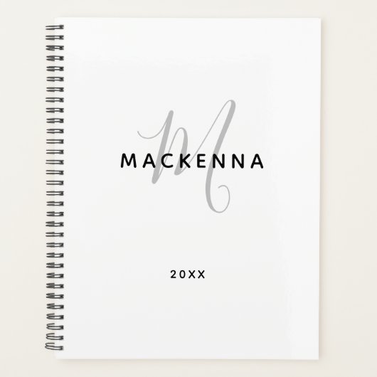 Moderne minimalistische meisjesmonogram Manuscript Planner (Voorkant)