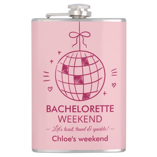 Moderne Minimalistische Meisjesuitstap | Roze  Heupfles (Voorkant)