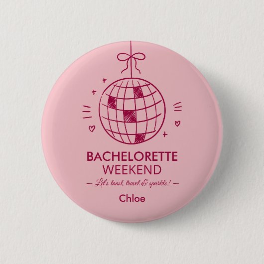 Moderne Minimalistische Meisjesuitstap | Roze  Ronde Button 5,7 Cm (Voorkant)