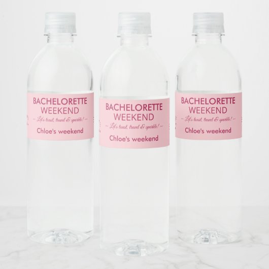 Moderne Minimalistische Meisjesuitstap | Roze  Waterfles Etiket (Flessen)