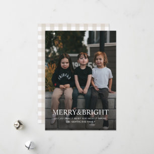 Moderne Minimalistische Merry and Bright Foto Feestdagenkaart