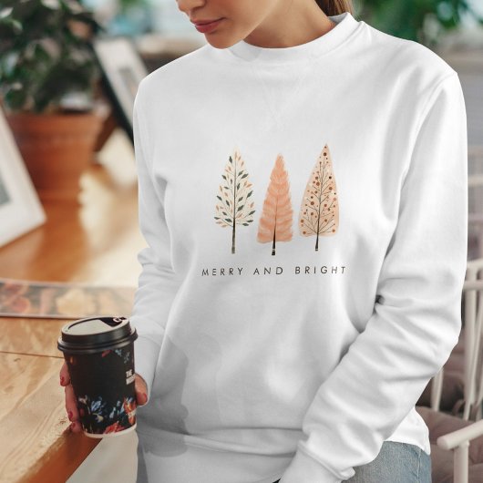 Moderne Minimalistische Merry And Bright Kerstboom Trui