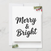 Moderne Minimalistische Merry & Bright Script Foto Feestdagenkaart (Voorkant)