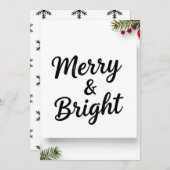 Moderne Minimalistische Merry & Bright Script Foto Feestdagenkaart (Voorkant / Achterkant)