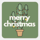 Moderne minimalistische Merry Cactus Kerst sticker (Voorkant)