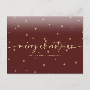 Moderne minimalistische Merry Christmas Script Bus Briefkaart