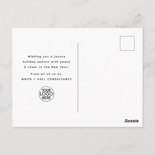 Moderne minimalistische Merry Christmas Script Bus Briefkaart (Achterkant)