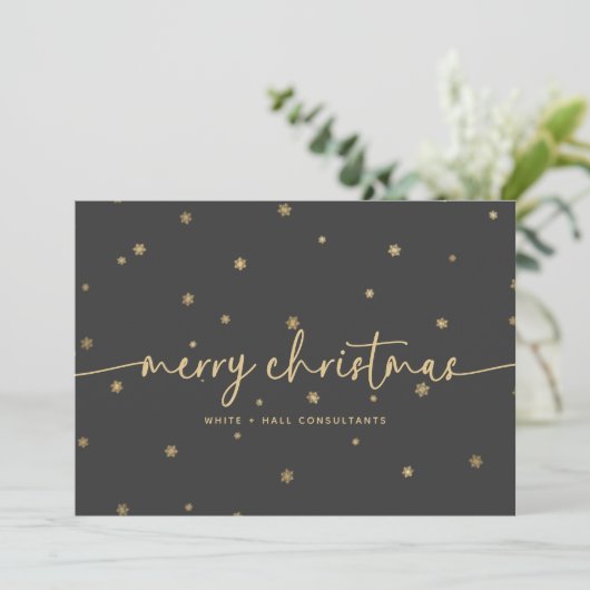 Moderne minimalistische Merry Christmas Script Bus Feestdagenkaart (Staand voorkant)