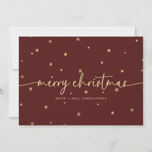 Moderne minimalistische Merry Christmas Script Bus Feestdagenkaart (Voorkant)